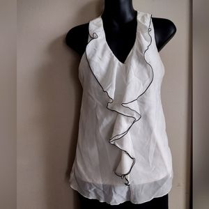 Black & White Ruffle Professional Blouse Tank